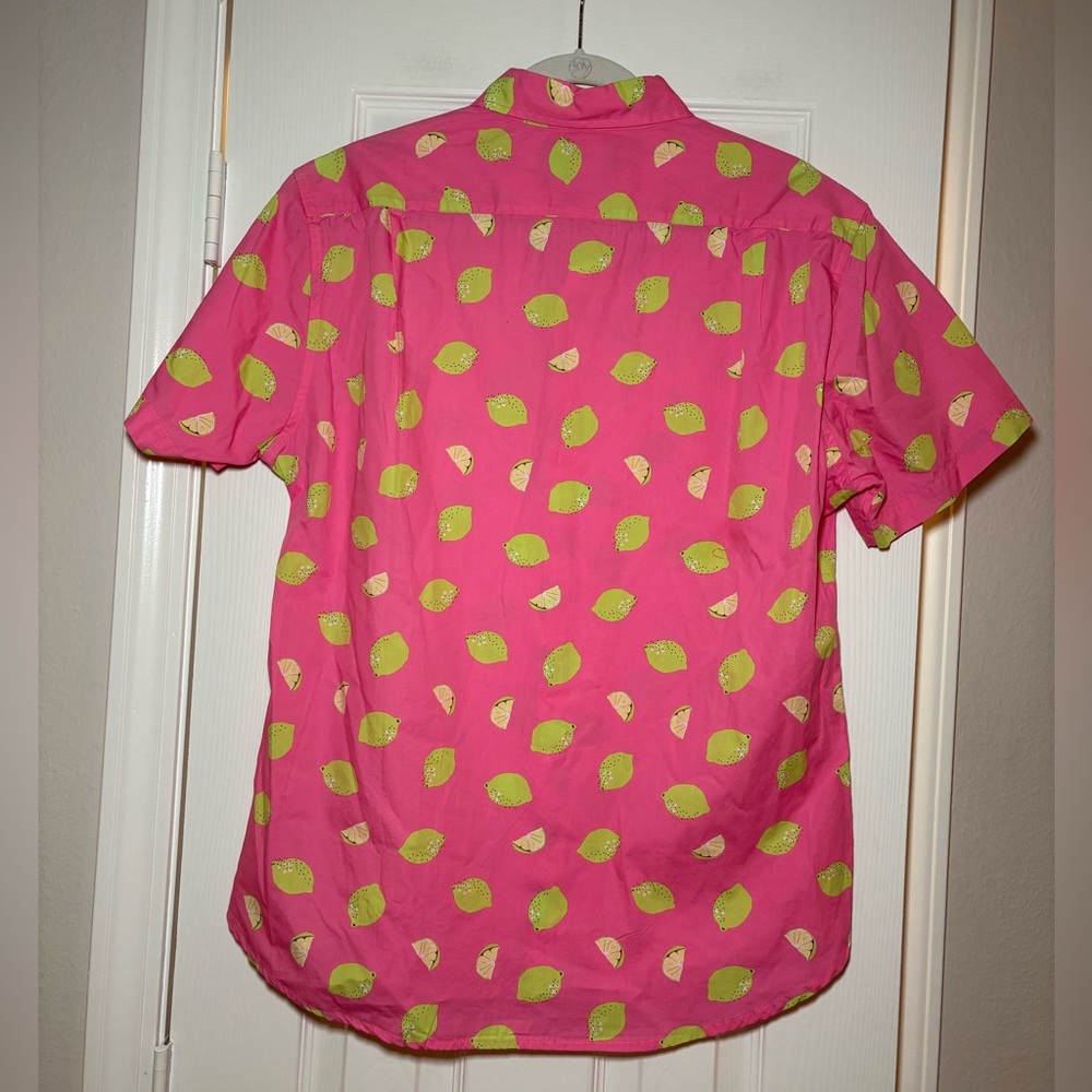 Bonobos Slim Fit Lemon Print Button-Up Shirt Men’s L‎ Pink Cotton Summer Top - Picture 2 of 6